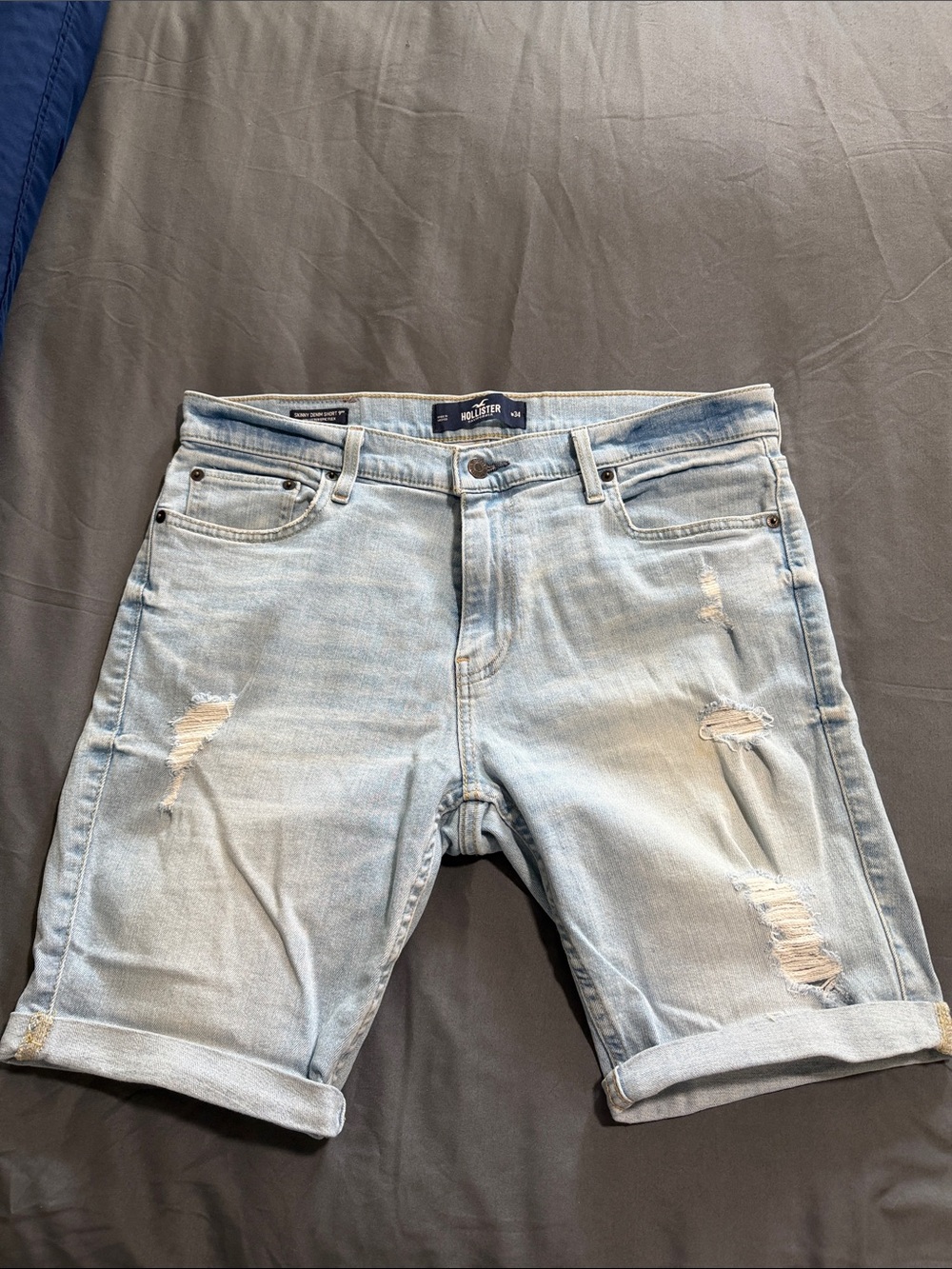 Hollister Light Blue Distressed Men’s Denim Shorts